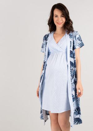 Maternity Nursing Nightdress and Dressing Gown set for Labour "Mishely"; palm