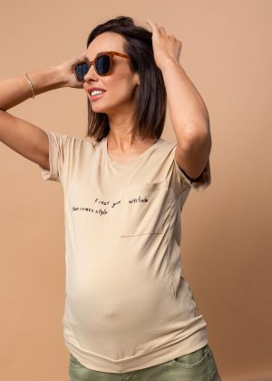 T-paita "erika" raskaana oleville ja imettäville naisille; beige