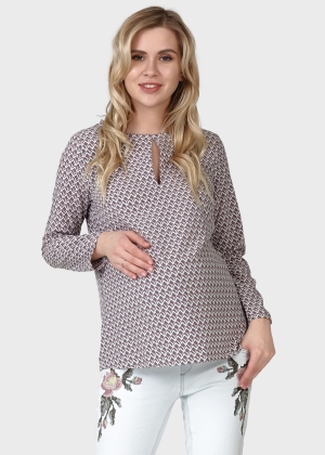 Blouse (tunic) with long sleeves and print for pregnant women and nursing "Jessica" - 44 -