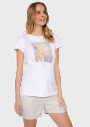 T-paita painatuksella raskaana oleville naisille "Fiji" 42/44/46/48/50 - valkoinen