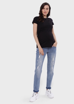 JEANS BOYFREND for pregnant women with a low insert on the belly "Style 063" - 42/44/48 - denim